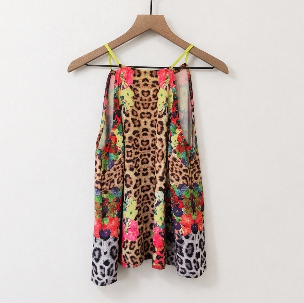 🌺 MINKPINK Leopard Floral Halter Tank Top – Size‎ M